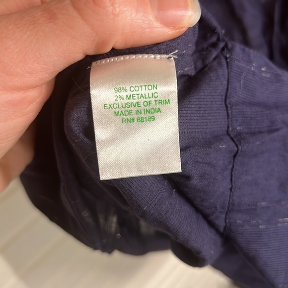 Lilly Pulitzer Navy Blue Semi Sheer Cotton Seashell Top, Women’s Size Medium - Picture 8 of 9